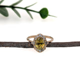 2.4ct Statement Sphene Ring w Natural Diamond Accents in Solid 14K Gold | OV 8x6mm