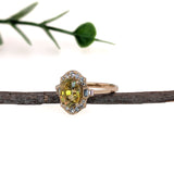 2.4ct Statement Sphene Ring w Natural Diamond Accents in Solid 14K Gold | OV 8x6mm