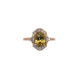 2.4ct Statement Sphene Ring w Natural Diamond Accents in Solid 14K Gold | OV 8x6mm