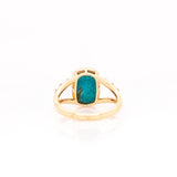 2.4ct Turquoise Ring w Earth Mined Diamonds in Solid 14K Gold | Cushion 11x7.5mm