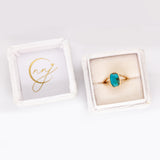 2.4ct Turquoise Ring w Earth Mined Diamonds in Solid 14K Gold | Cushion 11x7.5mm
