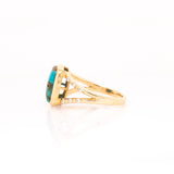 2.4ct Turquoise Ring w Earth Mined Diamonds in Solid 14K Gold | Cushion 11x7.5mm