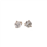 White Topaz Round Martini Studs | 3 Prong Solitaire Studs