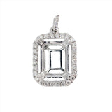 Pendant Semi-Mount with Diamond Accent Halo and Bail in 14k Gold | Emerald Cut