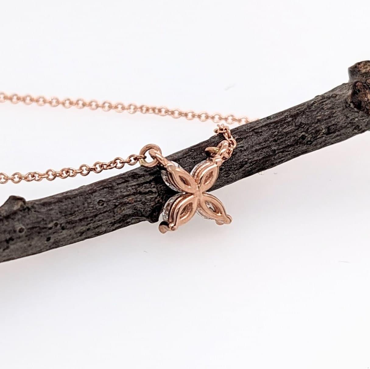 Cute Flower Shaped Pendant in Solid 14k Rose Gold with Natural Diamonds