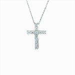 Natural Diamond Cross Pendant in Solid 14k White Gold