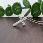 Natural Diamond Cross Pendant in Solid 14k White Gold
