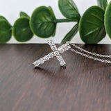 Natural Diamond Cross Pendant in Solid 14k White Gold