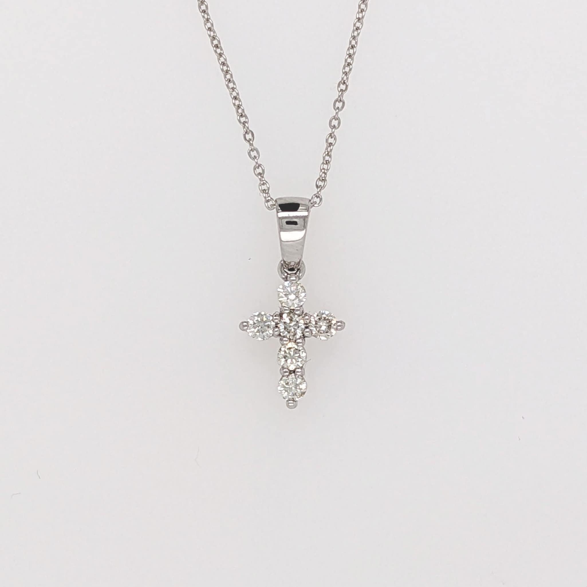 Natural Diamond Cross Pendant in Solid 14k White, Yellow or Rose Gold