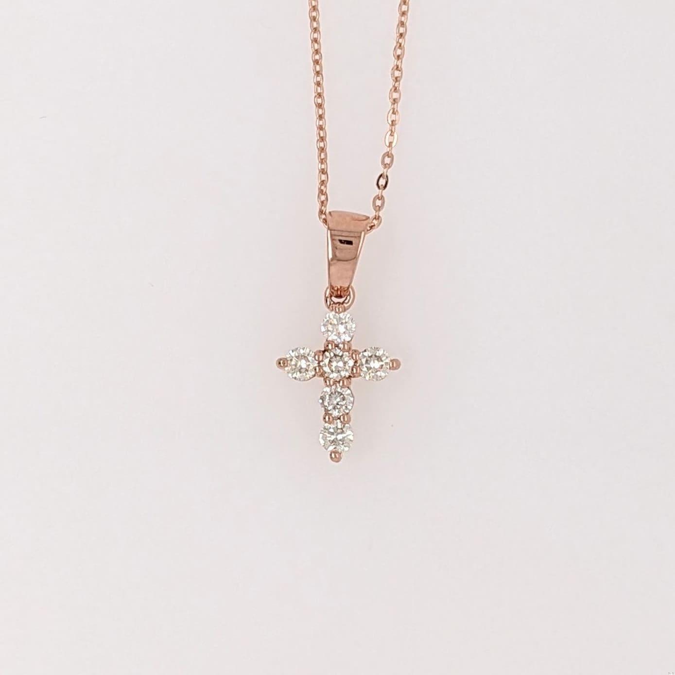 Natural Diamond Cross Pendant in Solid 14k White, Yellow or Rose Gold