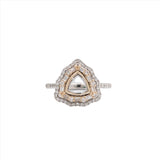 Luna Collection |  Trilliant Double Halo w Baguette & Round Diamonds Ring Setting