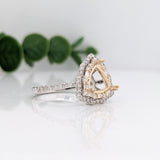 Luna Collection |  Trilliant Double Halo w Baguette & Round Diamonds Ring Setting