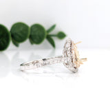 Luna Collection |  Trilliant Double Halo w Baguette & Round Diamonds Ring Setting
