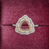 Luna Collection |  Trilliant Double Halo w Baguette & Round Diamonds Ring Setting