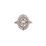 Oval Ring Semi Mount w Round Diamond Accents & Milgrain Details