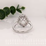 Oval Ring Semi Mount w Round Diamond Accents & Milgrain Details