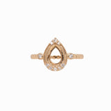 Ring Semi Mount w Natural Diamonds in Solid 14K Yellow Gold Pear cut 8x6