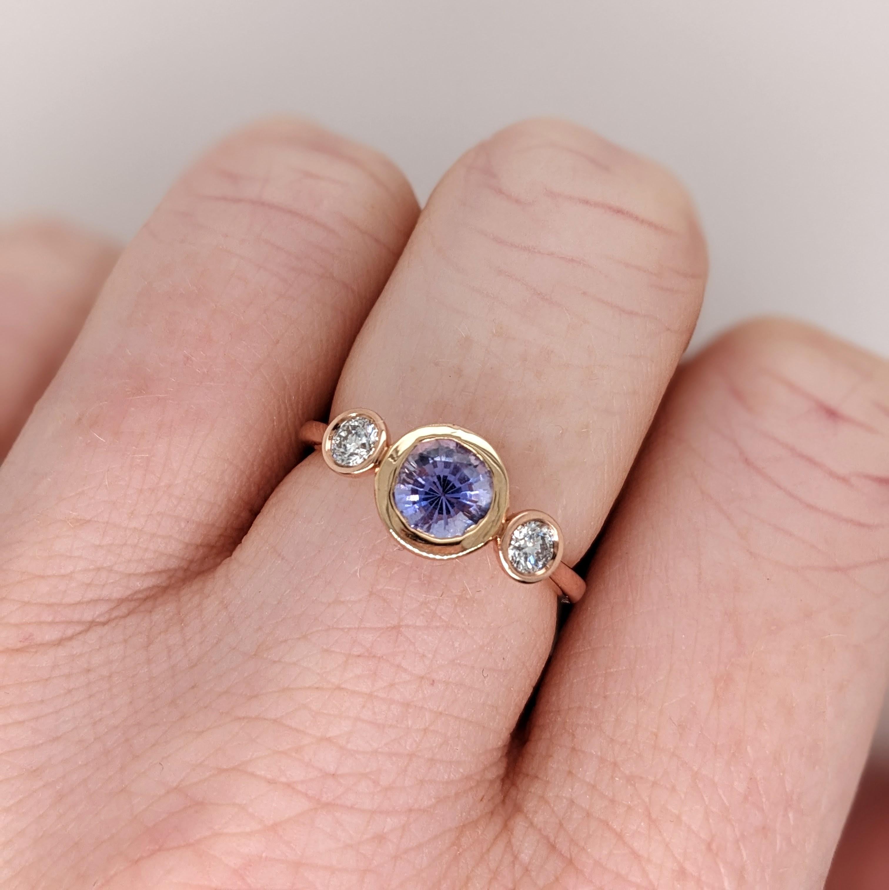 Tanzanite Ring w Natural Diamond Accents in 14K Rose Gold Round 6mm