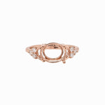 Ring Semi Mount w Natural Diamonds in Solid 14K Gold Oval cut 9x7mm