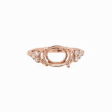 Ring Semi Mount w Natural Diamonds in Solid 14K Gold Oval cut 9x7mm
