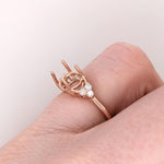 Ring Semi Mount w Natural Diamonds in Solid 14K Gold Oval cut 9x7mm