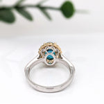 4.1ct Blue Zircon Ring w Natural Diamonds in Solid 14k Dual Tone Gold Oval 9x7mm