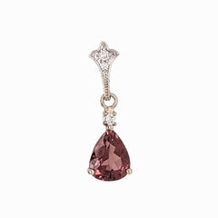 1.5ct Tourmaline Pendant w Natural Diamonds in Solid 14K Gold Pear Shape 6x9mm