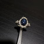 3.62 ct Star Sapphire Ring w Natural Diamonds in Solid 14K White Gold Oval 10x8