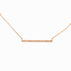 Pretty Pave Diamond Bar Necklace in Solid 14k Yellow or White Gold with Natural