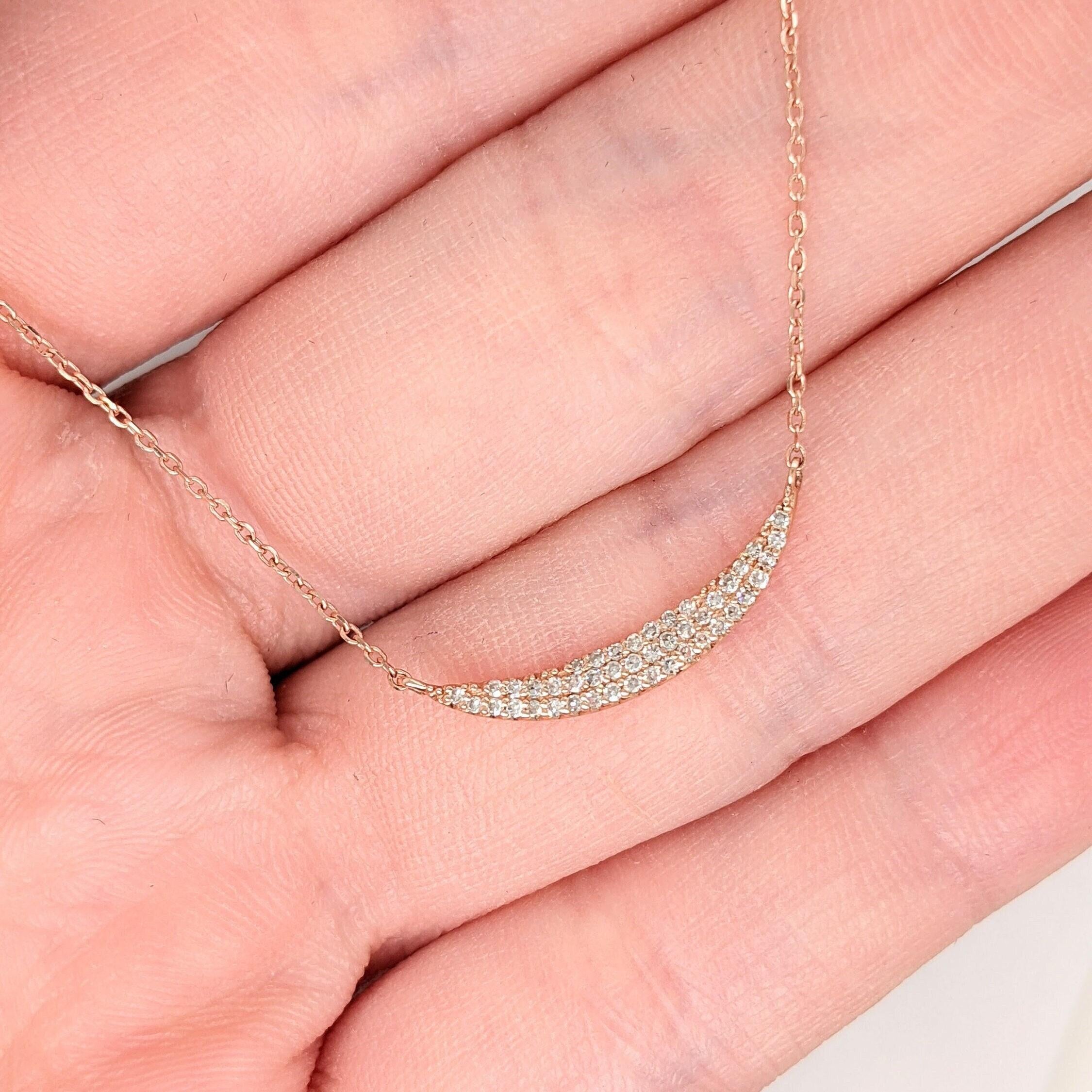 Pretty Small Curve Necklace with Diamond Accents – NNJ Designs