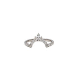 Shadow band for a Pear shape Ring in 14k Gold with round, marquise, and pear natural diamonds/ Wedding Band
