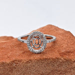 Engagement Ring Setting in 14K Solid White, Yellow, or Rose Gold with Diamond Halo & Baguette Diamonds || Oval 10x8mm || Customizable