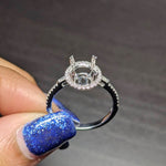 Engagement Ring Setting in 14K Solid White, Yellow, or Rose Gold with Diamond Halo & Baguette Diamonds || Oval 10x8mm || Customizable