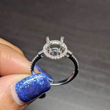 Engagement Ring Setting in 14K Solid White, Yellow, or Rose Gold with Diamond Halo & Baguette Diamonds || Oval 10x8mm || Customizable