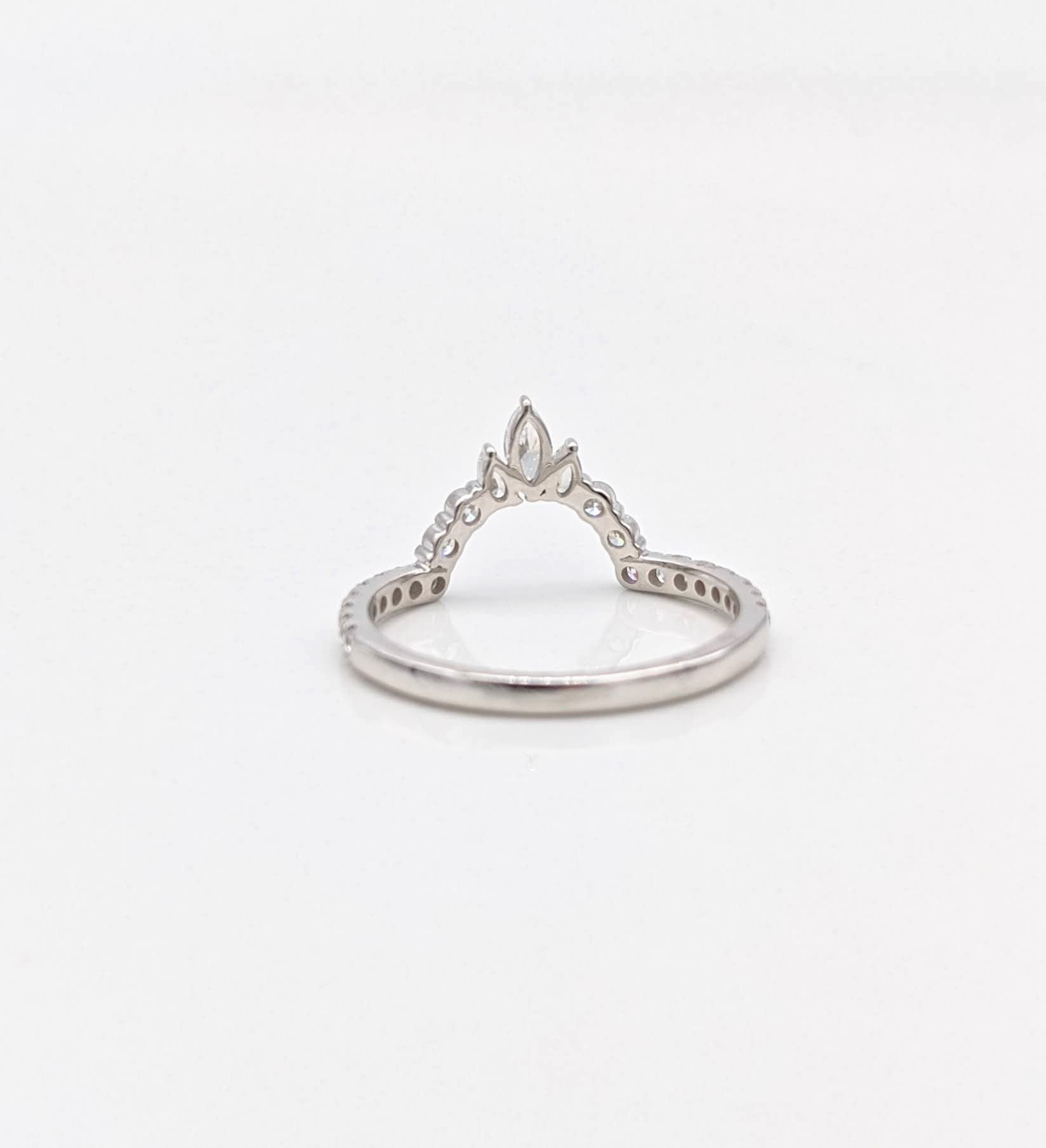 Shadow band for a Pear shape Ring in 14k Gold with round, marquise, and pear natural diamonds/ Wedding Band