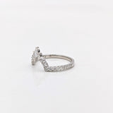 Shadow band for a Pear shape Ring in 14k Gold with round, marquise, and pear natural diamonds/ Wedding Band
