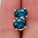London Blue Topaz Oval Shape in 14K Solid White, Rose, and Yellow Gold/ Dainty and Minimalist Studs / 7x5 to 10x8mm/ 1cts to 6cts LBT Studs