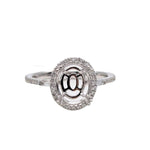 Engagement Ring Setting in 14K Solid White, Yellow, or Rose Gold with Diamond Halo & Baguette Diamonds || Oval 10x8mm || Customizable