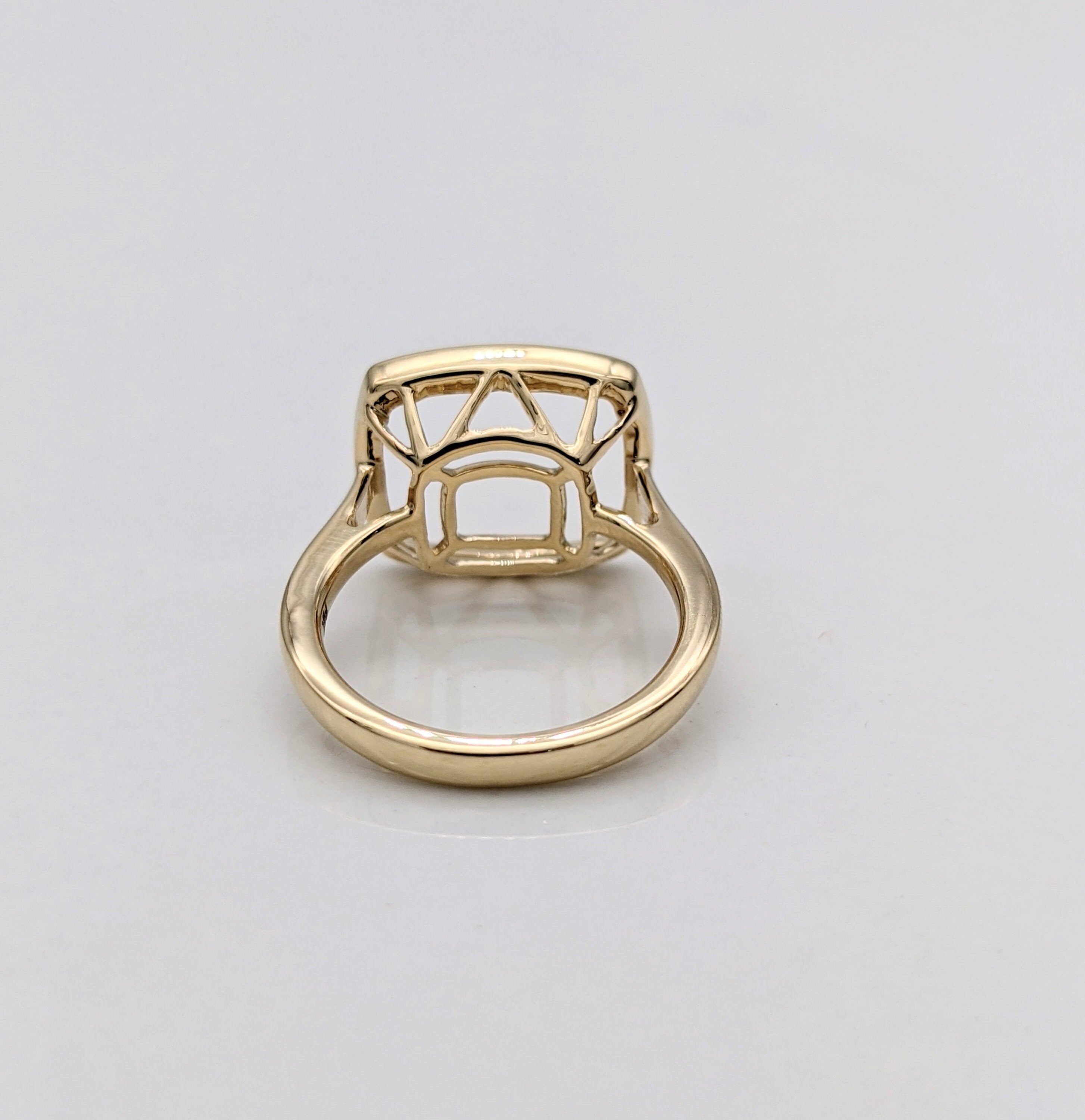 Bezel Set Ring Mount w a Rounded Comfort Shank in Solid 14k Gold | Cushion Cut | Solitaire Setting | Customizable