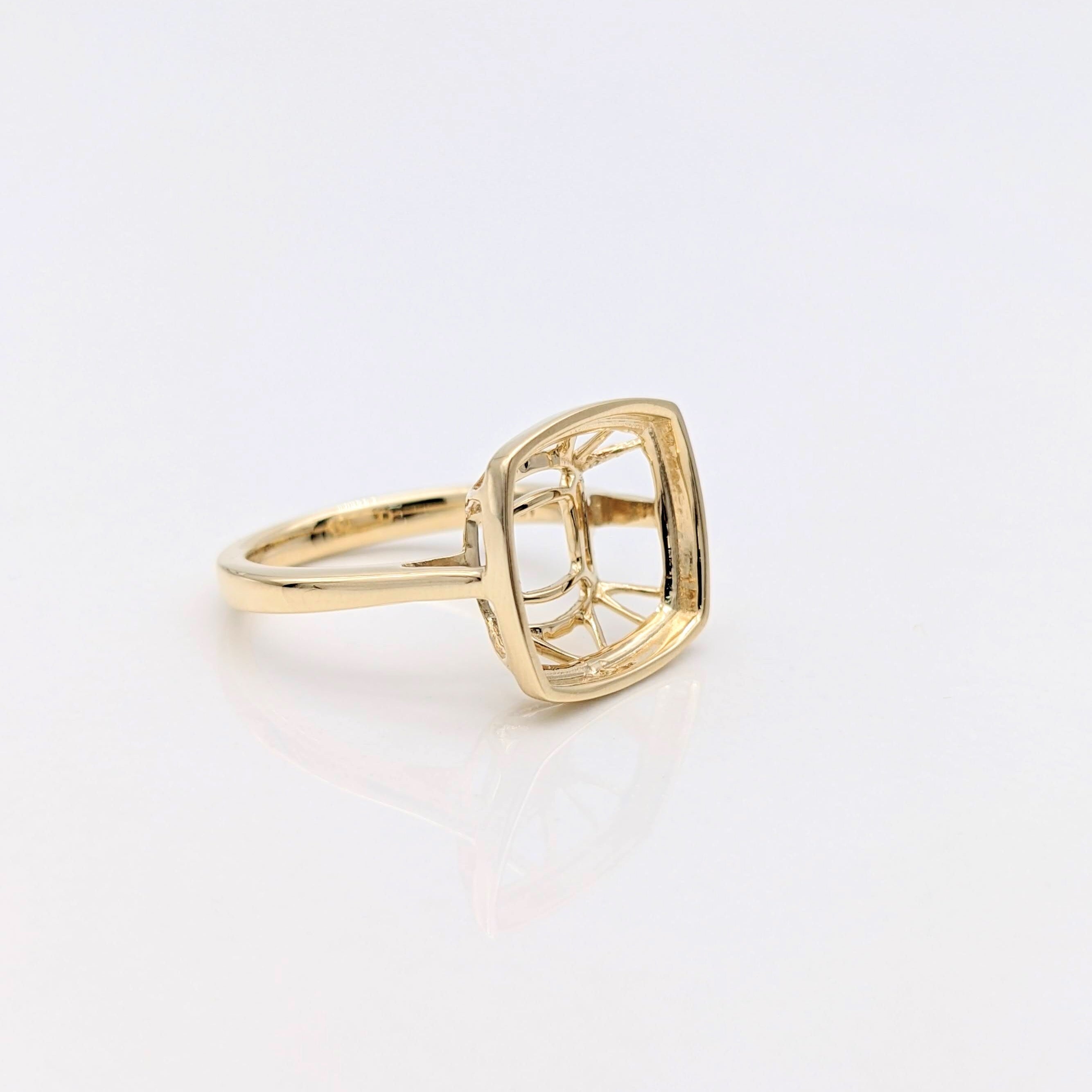 Bezel Set Ring Mount w a Rounded Comfort Shank in Solid 14k Gold | Cushion Cut | Solitaire Setting | Customizable