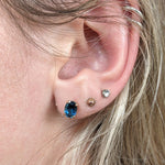 London Blue Topaz Oval Shape in 14K Solid White, Rose, and Yellow Gold/ Dainty and Minimalist Studs / 7x5 to 10x8mm/ 1cts to 6cts LBT Studs