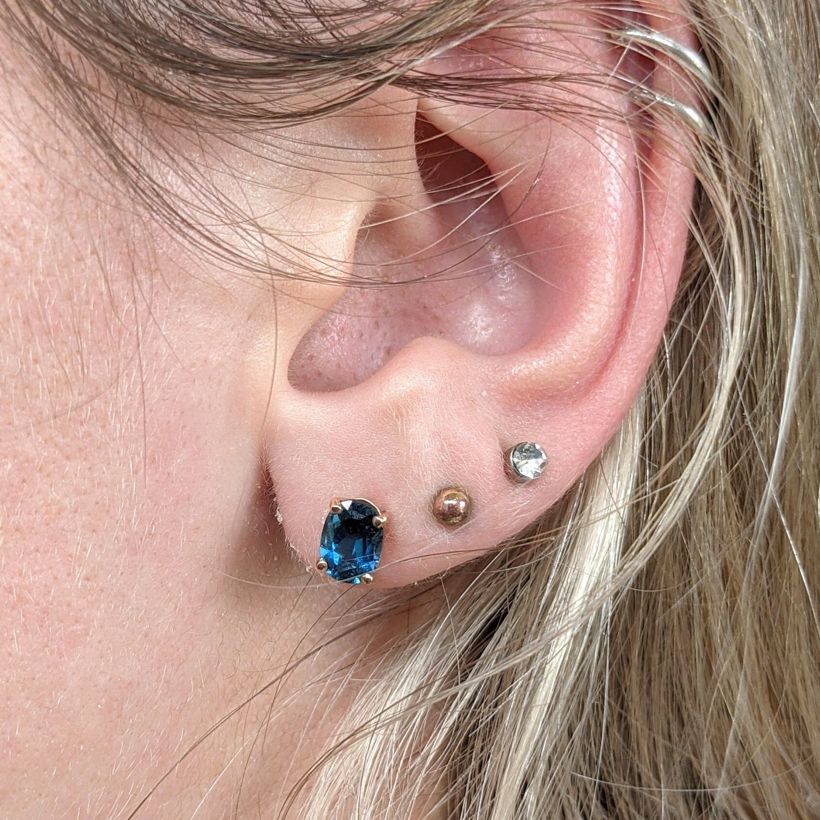 London Blue Topaz Oval Shape in 14K Solid White, Rose, and Yellow Gold/ Dainty and Minimalist Studs / 7x5 to 10x8mm/ 1cts to 6cts LBT Studs