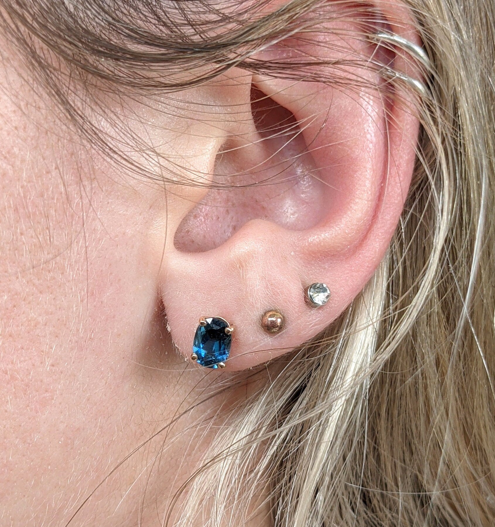 London Blue Topaz Oval Shape in 14K Solid White, Rose, and Yellow Gold/ Dainty and Minimalist Studs / 7x5 to 10x8mm/ 1cts to 6cts LBT Studs