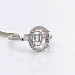 Engagement Ring Setting in 14K Solid White, Yellow, or Rose Gold with Diamond Halo & Baguette Diamonds || Oval 10x8mm || Customizable
