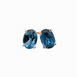 London Blue Topaz Oval Shape in 14K Solid White, Rose, and Yellow Gold/ Dainty and Minimalist Studs / 7x5 to 10x8mm/ 1cts to 6cts LBT Studs