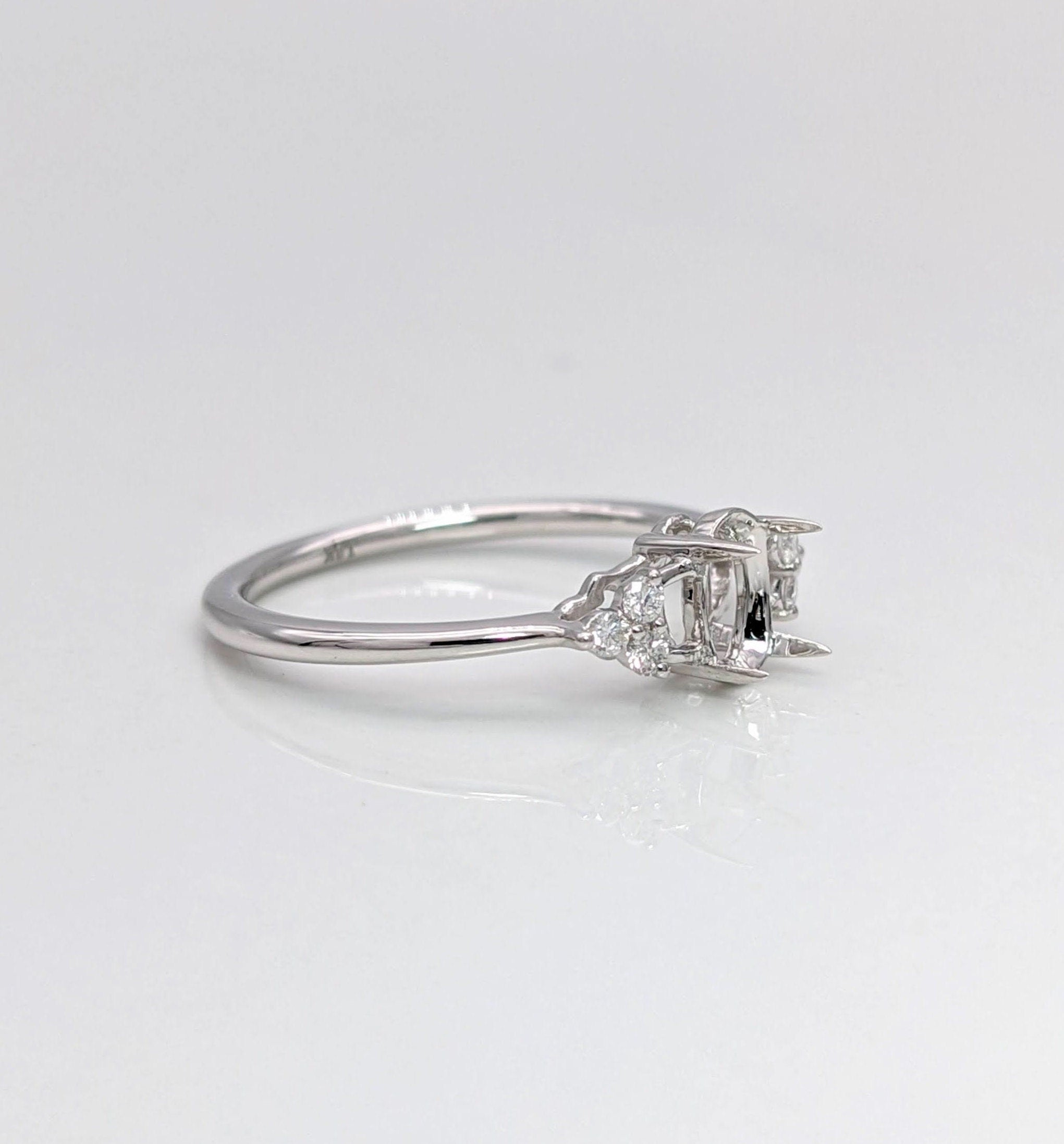 14k Gold Engagement Ring, Semi-mount Oval shape in various sizes, Wedding Ring/ Promise Ring / 14k White, Rose, or Yellow Gold; Customizable