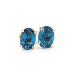 London Blue Topaz Oval Shape in 14K Solid White, Rose, and Yellow Gold/ Dainty and Minimalist Studs / 7x5 to 10x8mm/ 1cts to 6cts LBT Studs