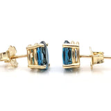 London Blue Topaz Oval Shape in 14K Solid White, Rose, and Yellow Gold/ Dainty and Minimalist Studs / 7x5 to 10x8mm/ 1cts to 6cts LBT Studs