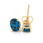 London Blue Topaz Oval Shape in 14K Solid White, Rose, and Yellow Gold/ Dainty and Minimalist Studs / 7x5 to 10x8mm/ 1cts to 6cts LBT Studs