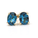 London Blue Topaz Oval Shape in 14K Solid White, Rose, and Yellow Gold/ Dainty and Minimalist Studs / 7x5 to 10x8mm/ 1cts to 6cts LBT Studs